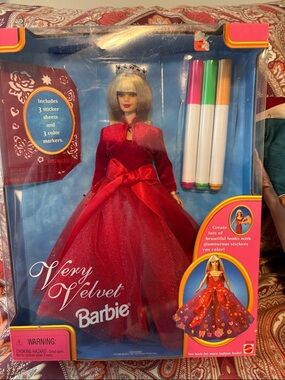 Barbie Very Velvet Doll in Sparkling Red Gown with Color Markers